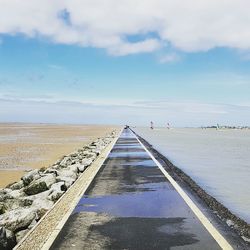 Empty jetty leading to calm sea