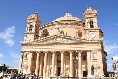 Low angle view of cathedral against blue sky