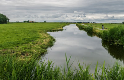 Scenic view of lake against sky