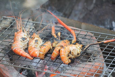 Grilled shrimp on charcoal stove