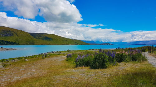 Panoramic view of lake against sky