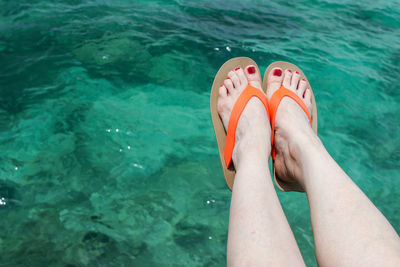 Low section of woman in swimming pool