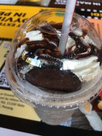 Close-up of ice cream on table