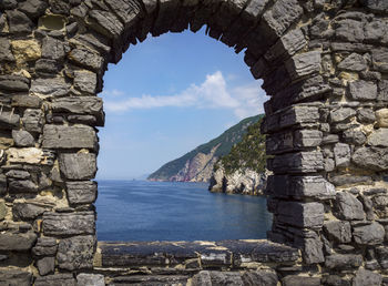 Scenic view of sea and rocks against sky