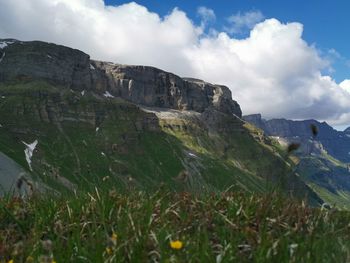 Scenic view of rocky mountains against sky