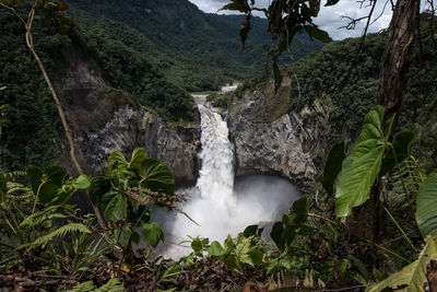 Scenic view of waterfall