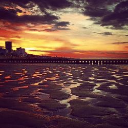 Scenic view of sea at sunset