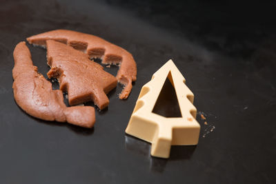 High angle view of cookies on table