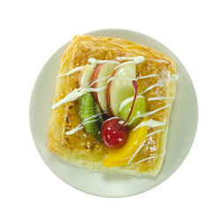 High angle view of dessert in plate