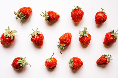 High angle view of strawberries