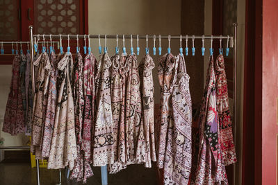 Clothes drying on display at store