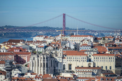 High angle view of buildings in city