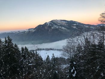 Scenic view of snow covered mountain against sky