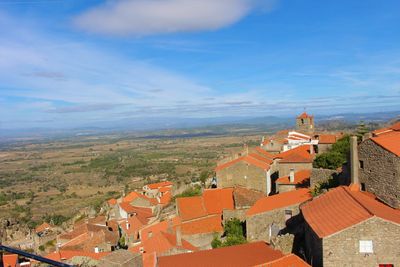 High angle view of townscape against sky