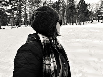 Portrait of man covered with snow