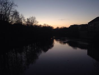 Scenic view of lake against sky at sunset