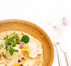Close-up of food in bowl on table