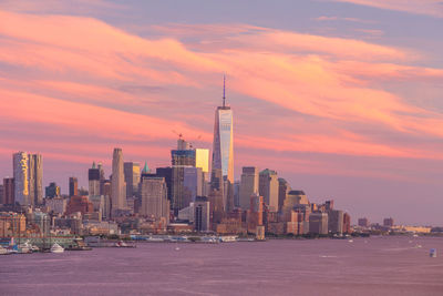 View of buildings against cloudy sky during sunset