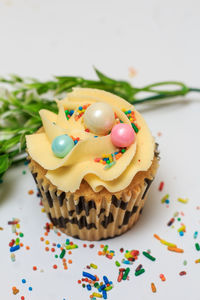 Close-up of cupcakes on table