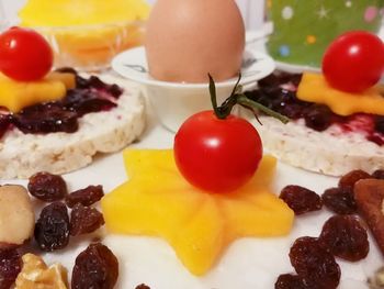 Close-up of fruits served in plate