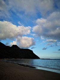 Scenic view of beach against sky