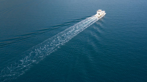 High angle view of boat in sea