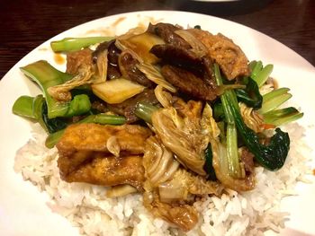 Close-up of meal served in plate