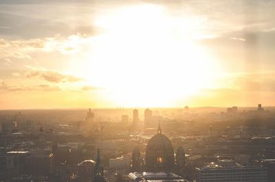 View of cityscape at sunset