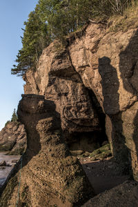 Low angle view of rock formation