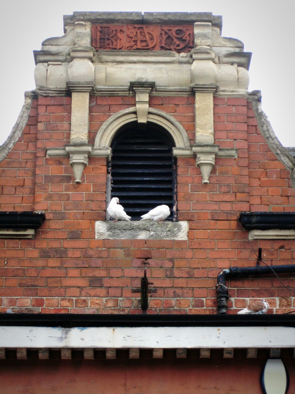 LOW ANGLE VIEW OF A BUILDING WITH A STONE WALL