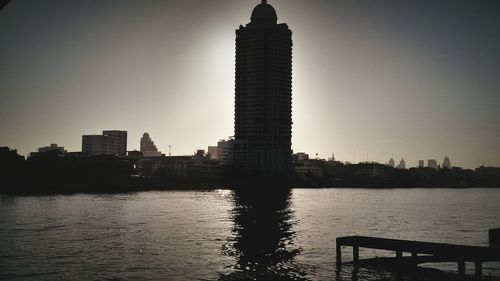 City skyline with river in background