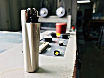 Close-up of cigarette on table