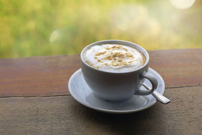 Close-up of coffee on table