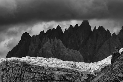 Scenic view of mountains against cloudy sky