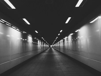 Empty illuminated walkway