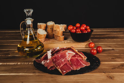 Close-up of food on table