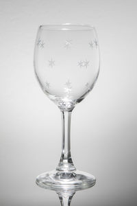 Close-up of wineglass against white background