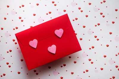 High angle view of heart shape on table