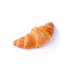 High angle view of bread against white background