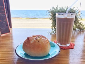 Close-up of breakfast served on table
