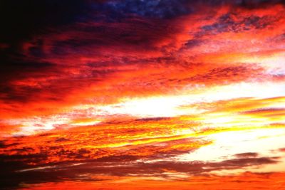 Low angle view of cloudy sky at sunset