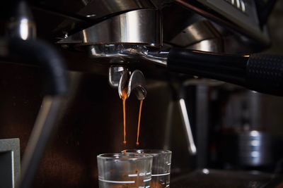 Close-up of espresso machine in cafe