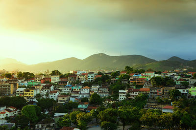 High angle shot of townscape