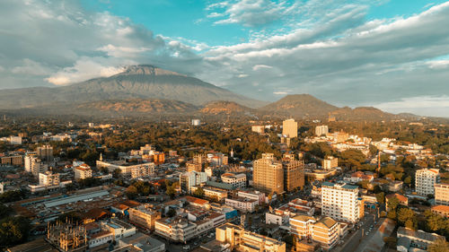 Aerial view of the arusha city, tanzania