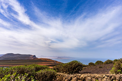 Endless blue sky above lanzarote island