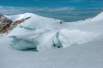 Panoramic view of the swiss alps in winter