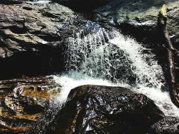 Water flowing through rocks