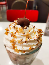 Close-up of ice cream in plate