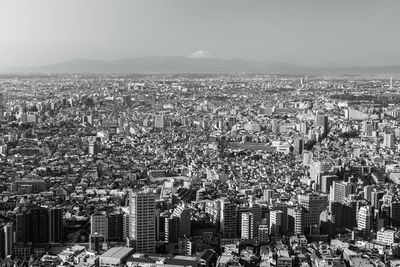 Mountain fuji with cityscape of tokyo, taken from tokyo metropolitan government building