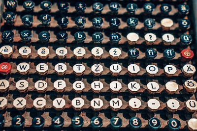 Keys of an old typewriter. old mechanism. secret message.